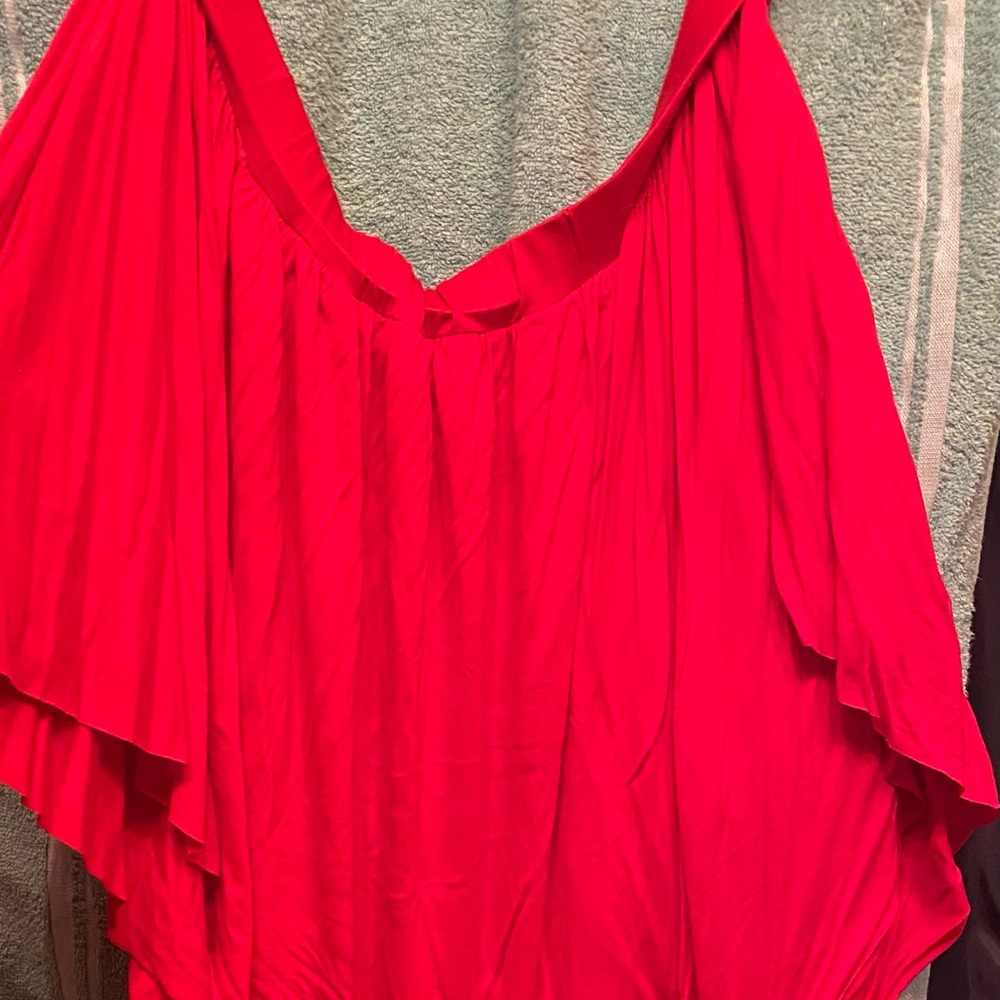 Janette Plus red off the shoulder dress
